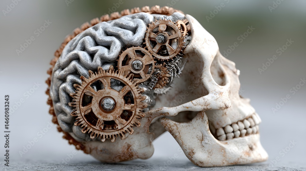 Poster magazine style illustration of a machine learning process featuring artificial intelligence, deep da