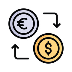 Here is a trendy flat outline icon of currency exchange