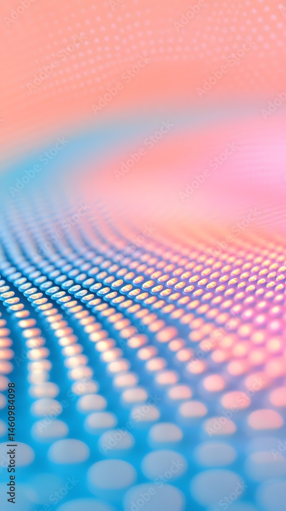 Poster Abstract Pink and Blue Wave Pattern with Dot Matrix Gradient