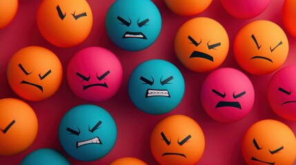 Fototapeta premium Colorful Expression Balls with Emotion Faces on Vibrant Background for Creative Projects and Designs