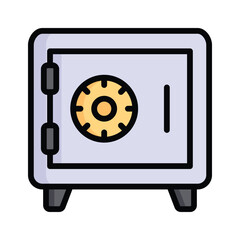 A customizable flat outline style icon depicting bank vault