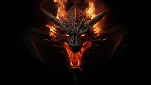 Fiery Dragon Beast with Intense Expression and Fire Aura