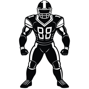 Strong Muscular American Football Player in Uniform