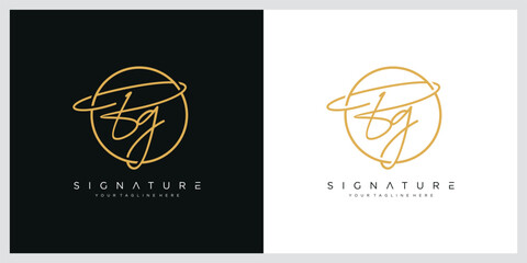 BG Initial handwriting logo vector template