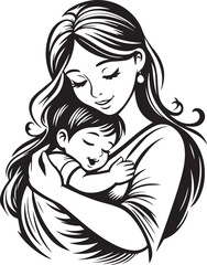 Elegant Black & White Mother’s Day Vector Design | Minimalist Line Art Illustration