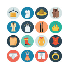 Fashion Items And Clothing Accessories Flat Design Icon Collection For Ecommerce And Retail
