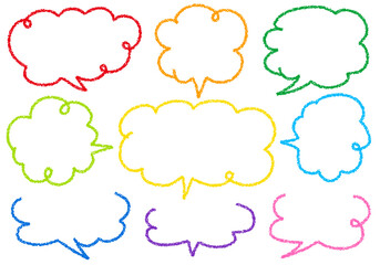 クレヨン素材　手描きのふきだしセット