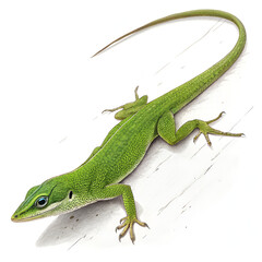 green lizard on white background