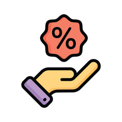 A captivating flat outline style icon of discount offer