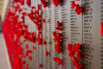 Red Poppies on the Honor Wall at the Australian War Memorial Canberra