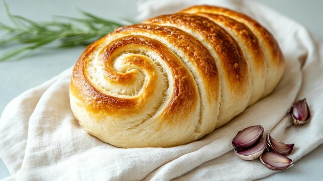 Baked spiral bread loaf