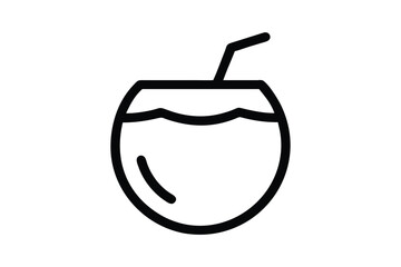 Simple outline drawing of a summer cocktail glass with lemon line art vector design