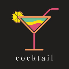 Minimalist Cocktail Logo with Pastel Abstract Background