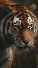 Obraz premium Close-up of a magnificent tiger's intense gaze.