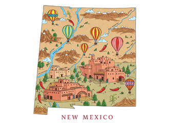 New Mexico map displayed on a wall.
