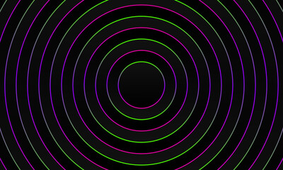 Neon Gradient Rings Background. Vibrant Magenta and Green Glow Circles on Black for Futuristic or Tech Design Perfect for modern designs.