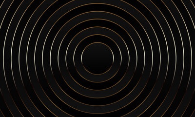 Luxury Golden Circular Gradient Background, Elegant Rings on Black for Premium Design, Branding, Web or Digital Art. Golden gradient rings background.