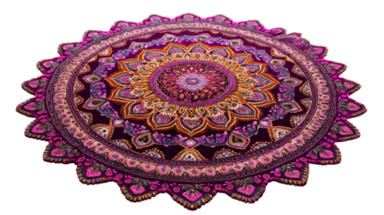 Intricate floral rosette, ornamental magenta shades, ornate, cut out transparent