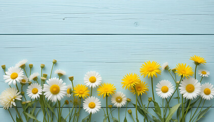 Fototapeta premium spring flowers on a wooden background