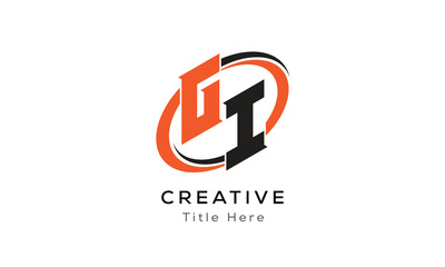 GI creative letter logo with circle area. Initial letter GI linked circle uppercase monogram logo. GI initial letter logo vector design.
