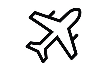 Airplane Outline Line Icon vector with Editable Stroke and Flight transport symbol