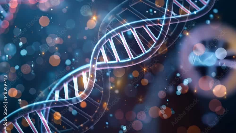 Aufkleber vibrant and intricate representation of dna double helix, illuminated with sparkling lights and colo