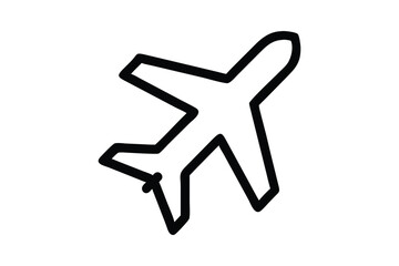 Airplane Outline Line Icon vector with Editable Stroke and Flight transport symbol