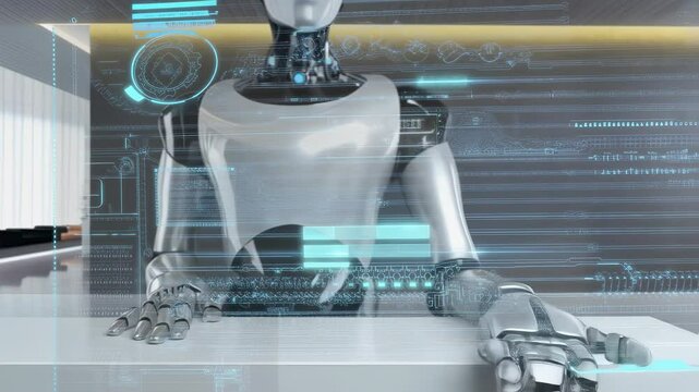 受付で働くロボットの動画