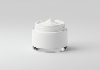 White jar with lid open.