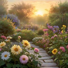 Fototapeta premium a beautiful flower garden
