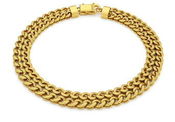 Obraz premium Gold chain bracelet glinting in sunlight.