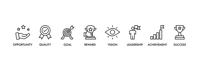 Encourage banner web icon vector illustration concept with icon of opportunity, quality, goal, reward, vision, leadership, achievement, success