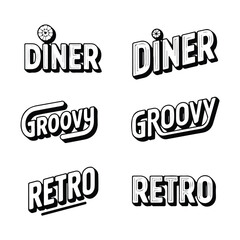 A silhouette of vintage 50 retro Icon vector on a white background