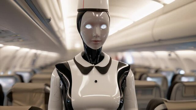 機内で働くロボットの動画