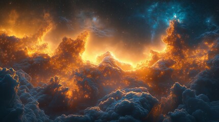 Obraz premium Epic starfield with millions of stars and glowing cosmic dust, dark fantasy aesthetic,generative ai illustration