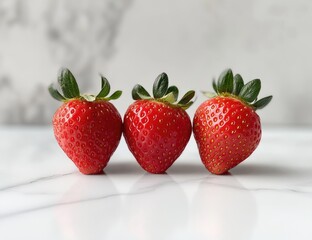 Fresh Strawberries on Marble