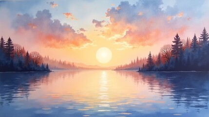 Peaceful Waters: Sunset Symphony of Colors