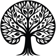 Obraz premium Stylized Black and White Tree of Life Illustration