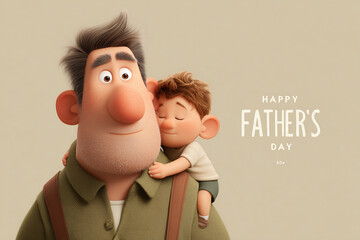 Happy Father's Day Illustration With Father and Child Embracing