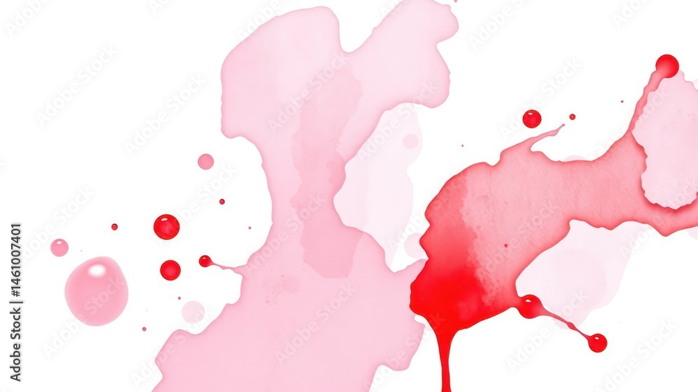 Poster abstract pink and red splashes on white background a visually striking design element