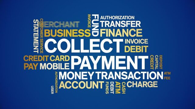 Collect Payment animated word cloud;text design animation tag kinetic typography seamless loop.