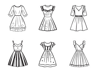 Fashion dress sketch in artistic fable line style for design use