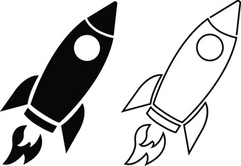 Space ship icon set. rocket vector symbol collection isolated on transparent background. Rocketship logo astronaut, spaceship, technology, fast speed booster fly for flight. Element for app and web.