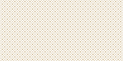 Golden abstract floral seamless pattern. Vector gold and white background. Simple geometric leaf ornament. Delicate luxury graphic texture with diamond shapes, square grid. Elegant design for decor