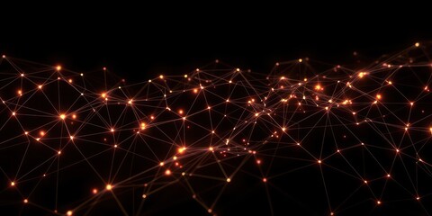 Abstract Network of Glowing Points and Interconnecting Lines in a Dark Background