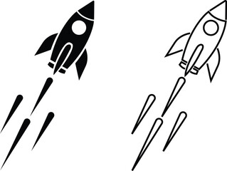 Space ship icon set. rocket vector symbol collection isolated on transparent background. Rocketship logo astronaut, spaceship, technology, fast speed booster fly for flight. Element for app and web.