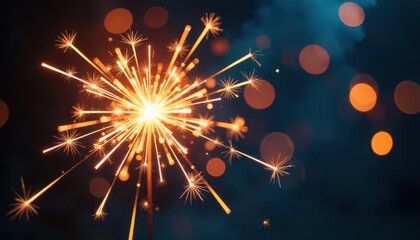 Obraz premium Sparkler Night Photography Bright Lights, Dark Background