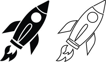 Space ship icon set. rocket vector symbol collection isolated on transparent background. Rocketship logo astronaut, spaceship, technology, fast speed booster fly for flight. Element for app and web.
