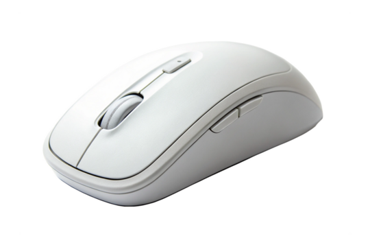 White Ergonomic Mouse Isolated On Transparent Background