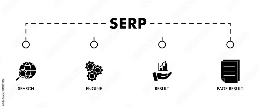 Poster serp banner web icon vector illustration concept for search engine result page with icon of web sear